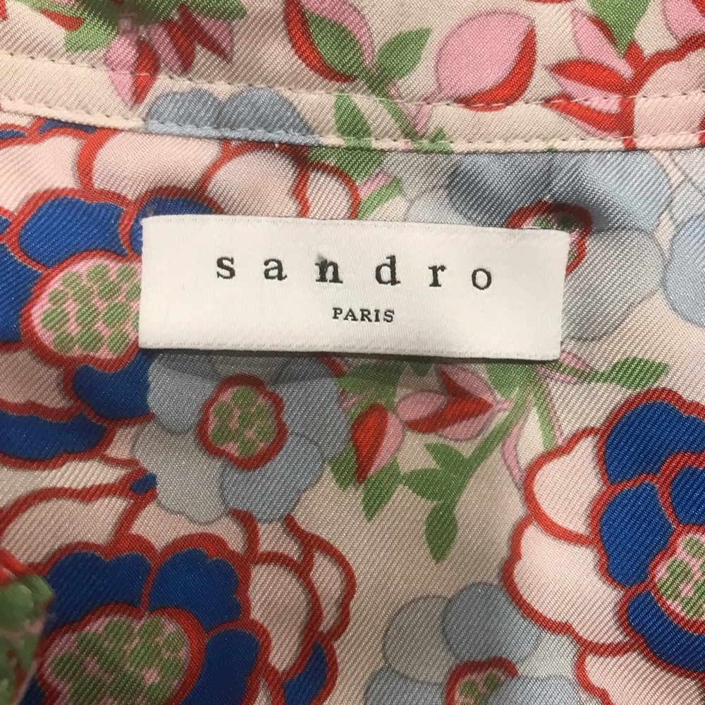 NEW! SANDRO Kimberly Floral Silk Midi Dress SZ 36 - Picture 6 of 14